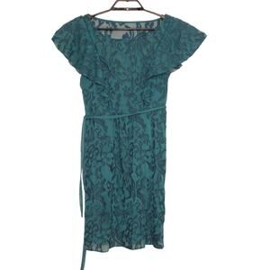 Anthropologie Moulinette Soeurs Ruffle Dress Size 2 Teal Green Pockets